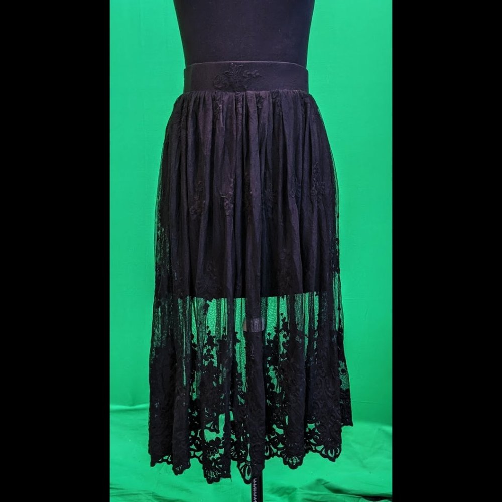 Black Lace Overlay Skirt, Camisole, Dark Academia Vibe
